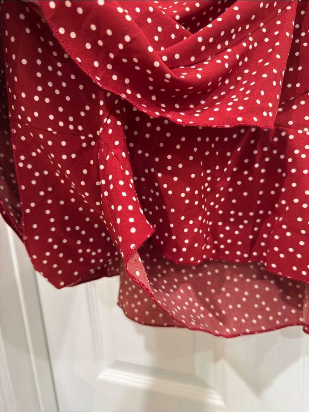 Red Polka Dot Faux Wrap Skirt Skort - Picture 10 of 16